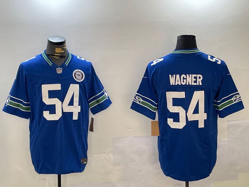 Men Seattle Seahawks 54 Wagner Blue Throwback three generations 2024 Nike Limited NFL Jersey style 2